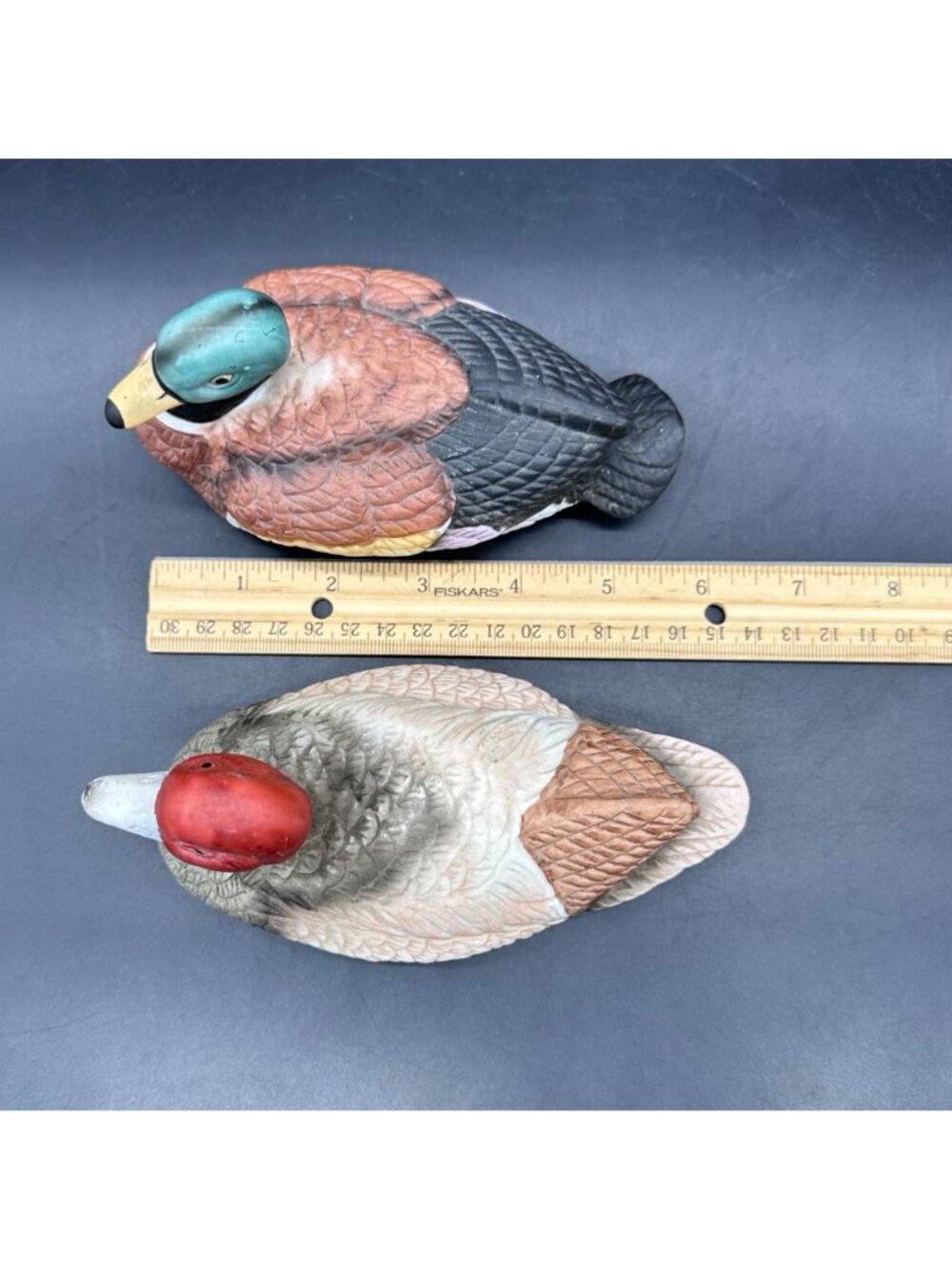 Vintage Duck Figurines Mallard Redhead Pair of Birds Ceramic Retro Cabin Lodge - Picture 9 of 9